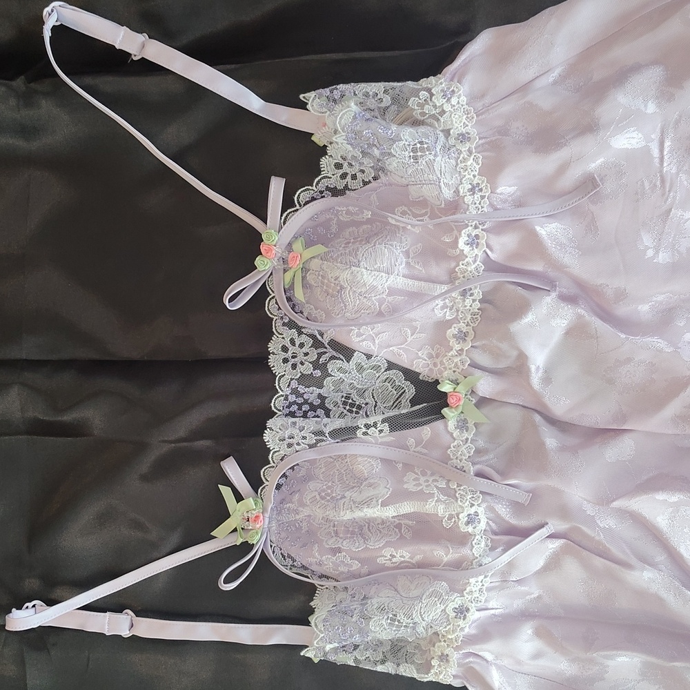 For Love And Lemons Light Purple Chemise Slip with Lace - Picture 2 of 11